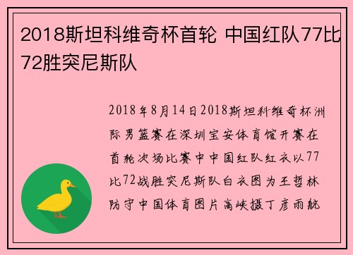 2018斯坦科维奇杯首轮 中国红队77比72胜突尼斯队